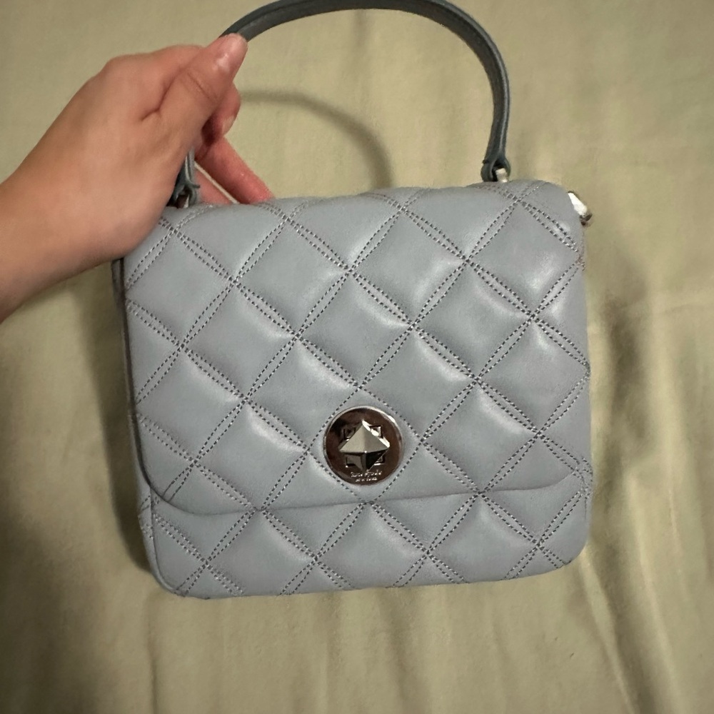 Kate Spade Light Gray Quilted Shoulder Bag